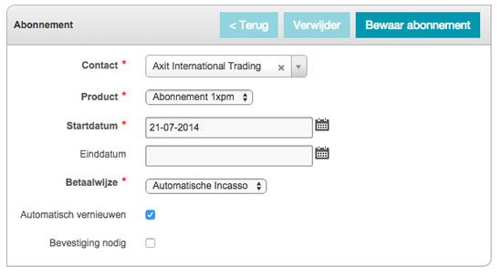 abonnementen periodieke facturering