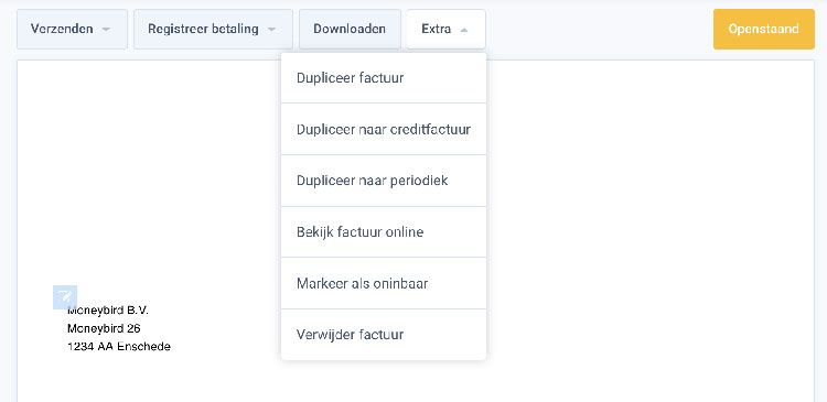 De meerdere opties bij facturen