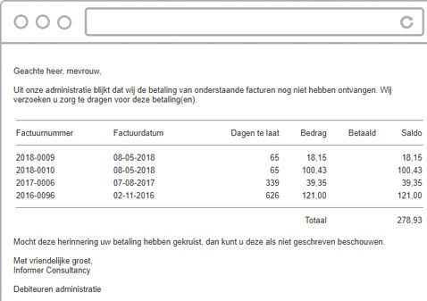 herinneringen & aanmaningen informeronline